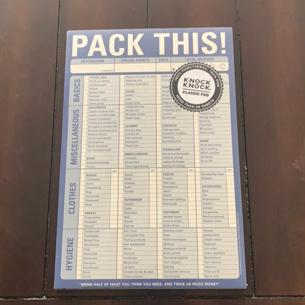 Knock Knock Pack This! Checklist